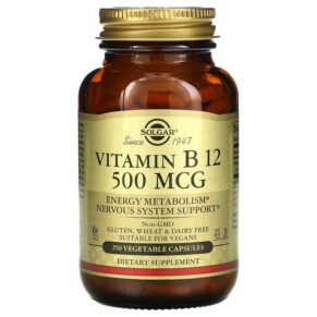 Thực phẩm chức năng Solgar Vitamin B12 500 mcg 250 Vegetable Capsules 033984032118