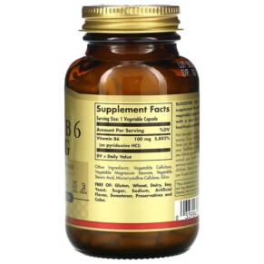 Thành phần vi chất của Solgar Vitamin B6 100 mg 250 Vegetable Capsules 033984031111