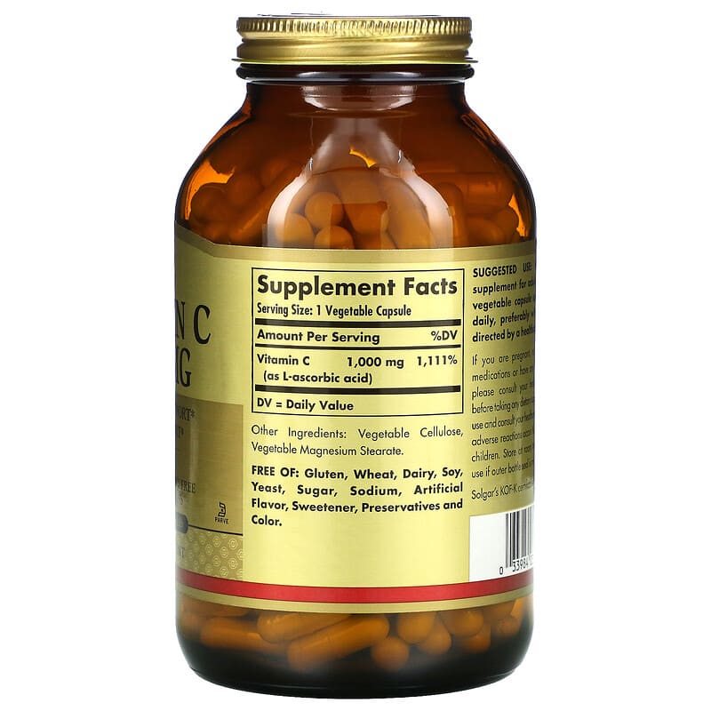 Solgar Vitamin C 1.000 mg 250 Vegetable Capsules 2 Thành phần vi chất của Solgar Vitamin C 1.000 mg 250 Vegetable Capsules 033984032811