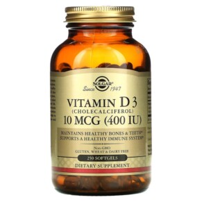 Thực phẩm chức năng Solgar Vitamin D3 10 mcg (400 IU) 250 Softgels 033984033214