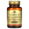 Thực phẩm chức năng Solgar Vitamin D3 (Cholecalciferol) 125 mcg (5.000 IU) 100 Softgels 033984193772