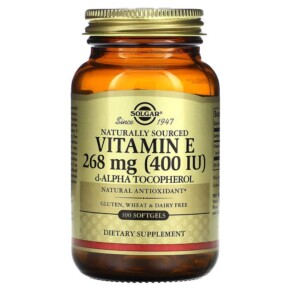 Thực phẩm chức năng Solgar Vitamin E Naturally Sourced 268 mg (400 IU) 100 Softgels 033984035218