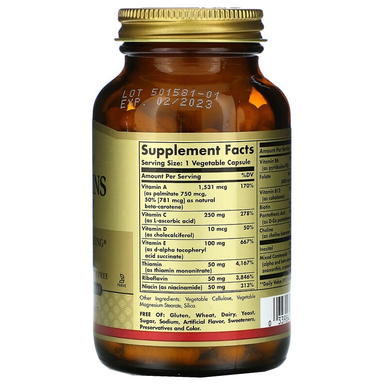 Solgar Vitamins Only 90 Vegetable Capsules 2 Thành phần vi chất của Solgar Vitamins Only 90 Vegetable Capsules 033984028128