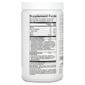 Thành phần vi chất của Solumeve Collagen with Probiotics and Superfruits Powdered Drink Mix Strawberry Lemonade 16 oz (454 g) 898220016532