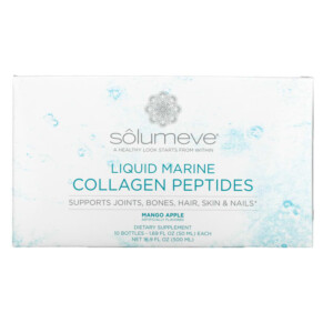 Thực phẩm chức năng Solumeve Liquid Marine Collagen Peptides Mango Apple 10 Bottles 1.69 fl oz (50 ml) Each 898220018154