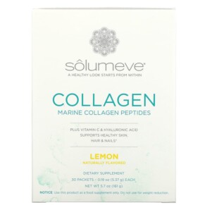 Thực phẩm chức năng Solumeve Marine Collagen Peptides Plus Vitamin C and Hyaluronic Acid Lemon 30 Packets 0.19 oz (5.37 g) Each 898220013159