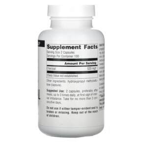 Thành phần vi chất của Source Naturals 100% Pure Activated Charcoal 260 mg 200 Capsules 021078001362