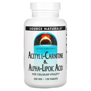 Thực phẩm chức năng Source Naturals Acetyl L-Carnitine & Alpha-Lipoic Acid 650 mg 120 Tablets 021078018001