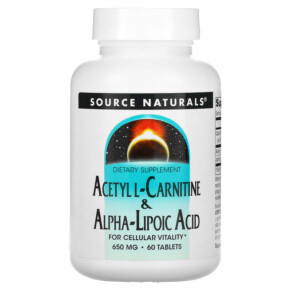 Thực phẩm chức năng Source Naturals Acetyl L-Carnitine & Alpha-Lipoic Acid 650 mg 60 Tablets 021078017998