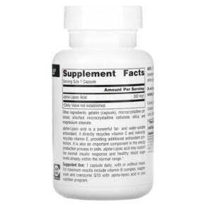 Thành phần vi chất của Source Naturals Alpha Lipoic Acid 300 mg 60 Capsules 021078017646
