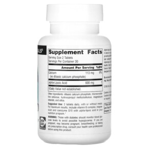 Thành phần vi chất của Source Naturals Alpha Lipoic Acid Timed Release 300 mg 60 Tablets 021078014324