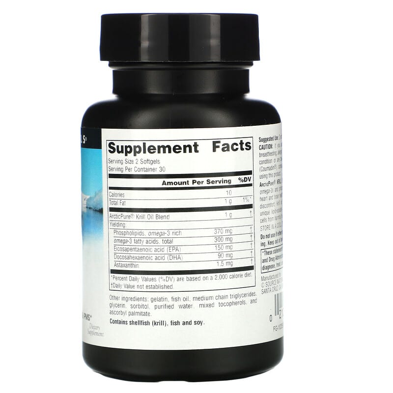 Source Naturals ArcticPure Krill Oil 500 mg 60 Softgels 2 Thành phần vi chất của Source Naturals ArcticPure Krill Oil 500 mg 60 Softgels 021078021650