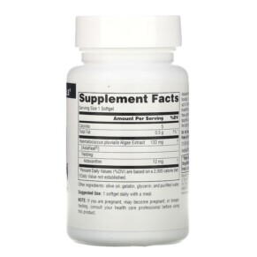 Thành phần vi chất của Source Naturals Astaxanthin 12 mg 60 Softgels 021078026891