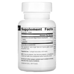 Thành phần vi chất của Source Naturals Astaxanthin 2 mg 30 Softgels 021078019541