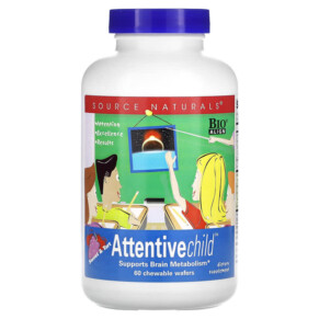 Thực phẩm chức năng Source Naturals Attentive Child Sweet & Tart 60 Chewable Wafers 021078012146