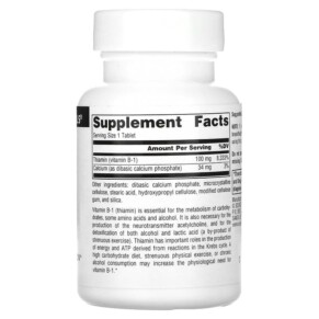 Thành phần vi chất của Source Naturals B-1 Thiamin 100 mg 100 Tablets 021078004073