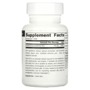 Thành phần vi chất của Source Naturals B-6 100 mg 100 Tablets 021078004134