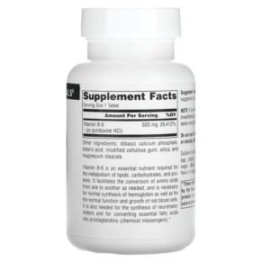Thành phần vi chất của Source Naturals B-6 500 mg 100 Tablets 021078004165