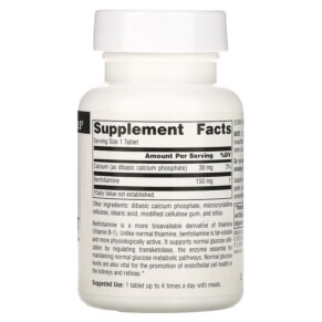 Thành phần vi chất của Source Naturals Benfotiamine 150 mg 60 Tablets 021078019060