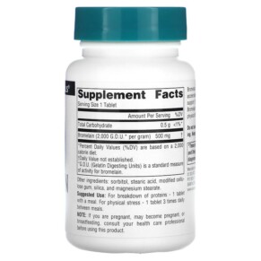 Thành phần vi chất của Source Naturals Bromelain 2.000 GDU/Gram 500 mg 60 Tablets 021078013549