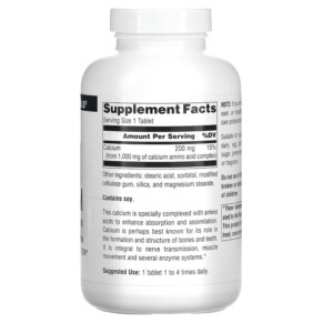Thành phần vi chất của Source Naturals Calcium 250 Tablets 021078003021