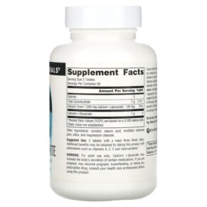 Thành phần vi chất của Source Naturals Calcium D-Glucarate 500 mg 120 Tablets 021078008712