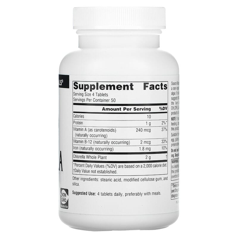 Source Naturals Chlorella 500 mg 200 Tablets 2 Thành phần vi chất của Source Naturals Chlorella 500 mg 200 Tablets 021078006763