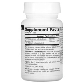 Thành phần vi chất của Source Naturals Chromemate Chromium GTF 200 mcg 240 Tablets 021078001072