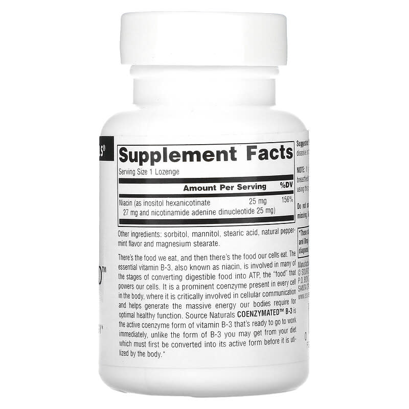 Source Naturals Coenzymated B-3 25 mg 60 Lozenges 2 Thành phần vi chất của Source Naturals Coenzymated B-3 25 mg 60 Lozenges 021078009375