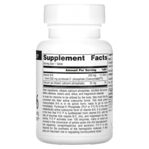 Thành phần vi chất của Source Naturals Coenzymated B-6 333 mg 30 Tablets 021078021957