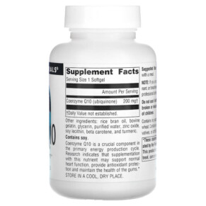 Thành phần vi chất của Source Naturals Coenzyme Q10 200 mg 60 Softgels 021078015345