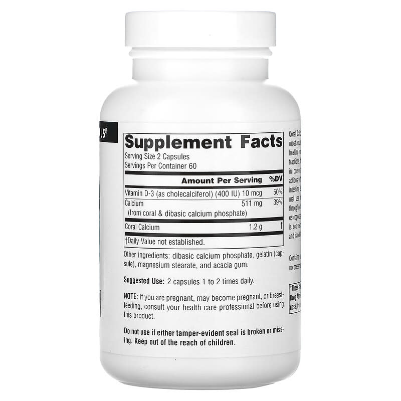 Source Naturals Coral Calcium 600 mg 120 Capsules 2 Thành phần vi chất của Source Naturals Coral Calcium 600 mg 120 Capsules 021078015857