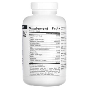 Thành phần vi chất của Source Naturals Daily Essential Enzymes 500 mg 240 Capsules 021078013037