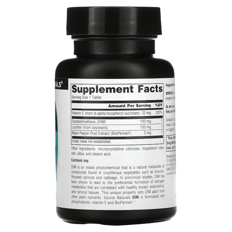 Source Naturals DIM 100 mg 60 Tablets 2 Thành phần vi chất của Source Naturals DIM 100 mg 60 Tablets 021078015215
