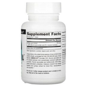Thành phần vi chất của Source Naturals Ginkgo-24 120 mg 120 Tablets 021078002239