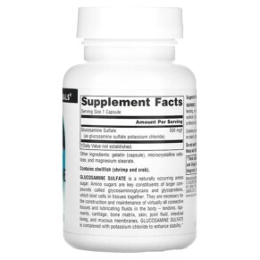 Thành phần vi chất của Source Naturals Glucosamine Sulfate Sodium Free 500 mg 60 Capsules 021078015901