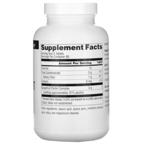 Thành phần vi chất của Source Naturals Grapefruit Pectin 1.000 mg 240 Tablets 021078005346