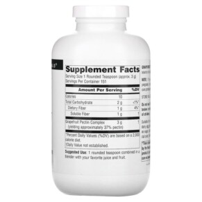 Thành phần vi chất của Source Naturals Grapefruit Pectin Powder 16 oz (453.6 g) 021078013105