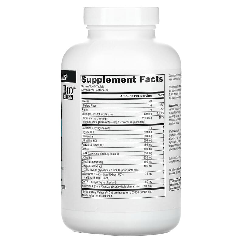 Source Naturals HGH Surge 150 Tablets 2 Thành phần vi chất của Source Naturals HGH Surge 150 Tablets 021078017042