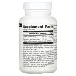 Thành phần vi chất của Source Naturals High Potency B-1 500 mg 100 Tablets 021078008880