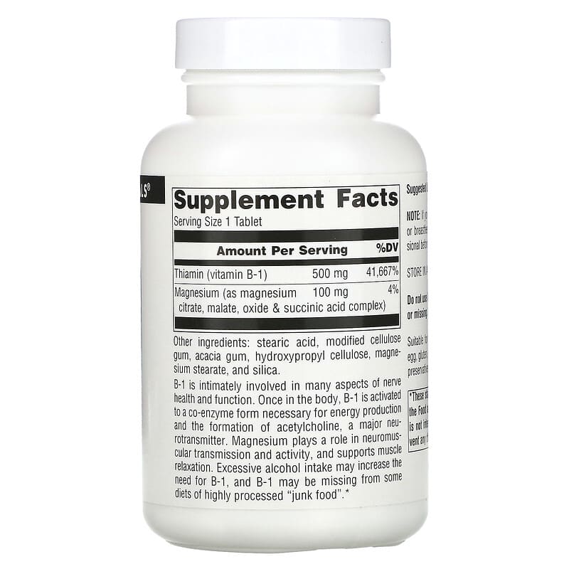 Source Naturals High Potency B-1 500 mg 100 Tablets 2 Thành phần vi chất của Source Naturals High Potency B-1 500 mg 100 Tablets 021078008880