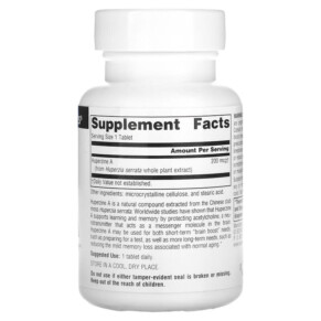 Thành phần vi chất của Source Naturals Huperzine A 200 mcg 120 Tablets 021078019312