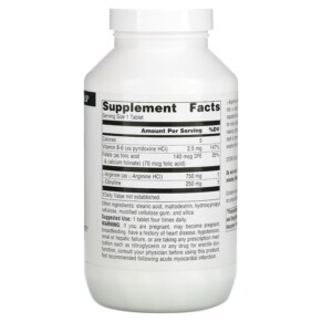 Thành phần vi chất của Source Naturals L-Arginine L-Citrulline Complex 1.000 mg 240 Tablets 021078020509