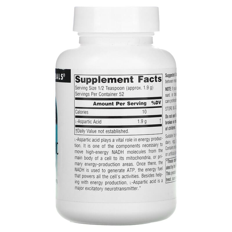 Source Naturals L-Aspartic Acid Powder 3.53 oz (100 g) 2 Thành phần vi chất của Source Naturals L-Aspartic Acid Powder 3.53 oz (100 g) 021078001676
