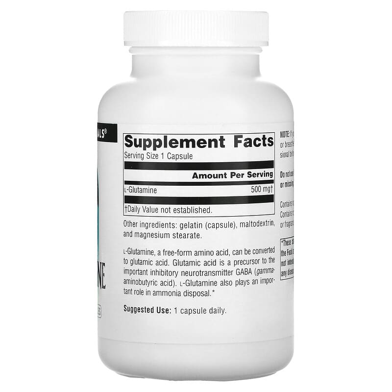 Source Naturals L-Glutamine 500 mg 100 Capsules 2 Thành phần vi chất của Source Naturals L-Glutamine 500 mg 100 Capsules 021078016441
