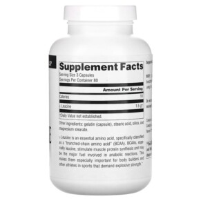 Thành phần vi chất của Source Naturals L-Leucine 500 mg 240 Capsules 021078020547