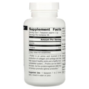 Thành phần vi chất của Source Naturals L-Proline Powder 4 oz (113.4 g) 021078015512