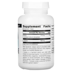 Thành phần vi chất của Source Naturals L-Tyrosine 500 mg 100 Tablets 021078001904