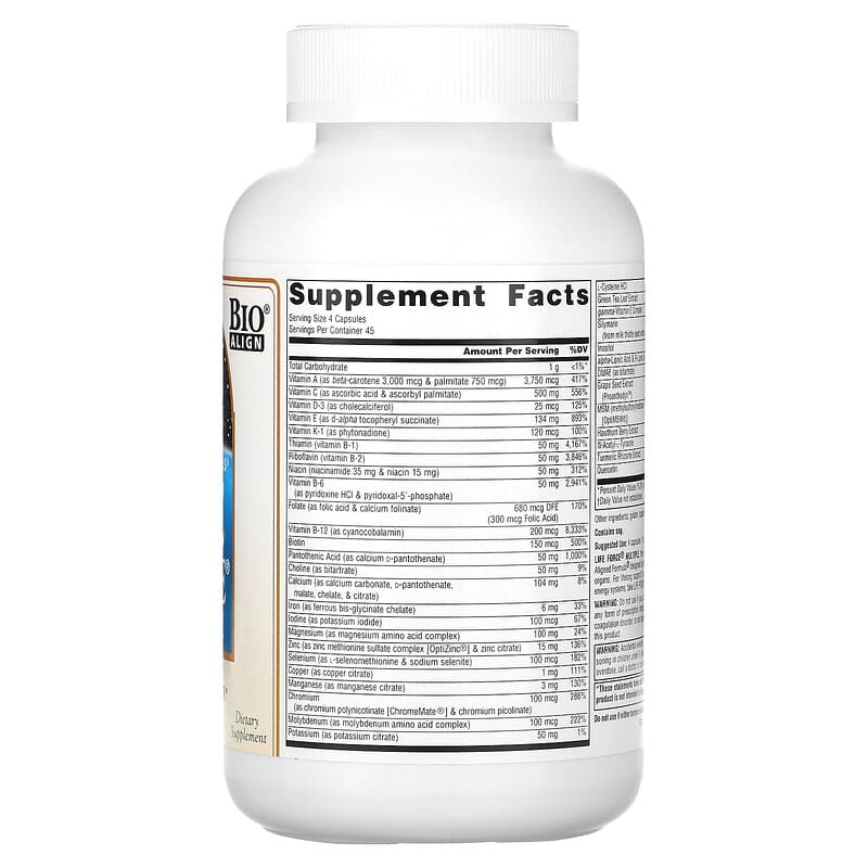 Source Naturals Life Force Multiple 180 Capsules 2 Thành phần vi chất của Source Naturals Life Force Multiple 180 Capsules 021078014232