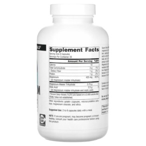 Thành phần vi chất của Source Naturals Magnesium Malate 625 mg 200 Capsules 021078016007